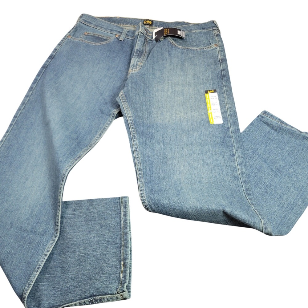 Lee Regular Fit Straight Leg Jeans Mens 36x32 Horizon Blue Stretch Denim